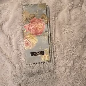 Floral Silk Scarf with Fringe